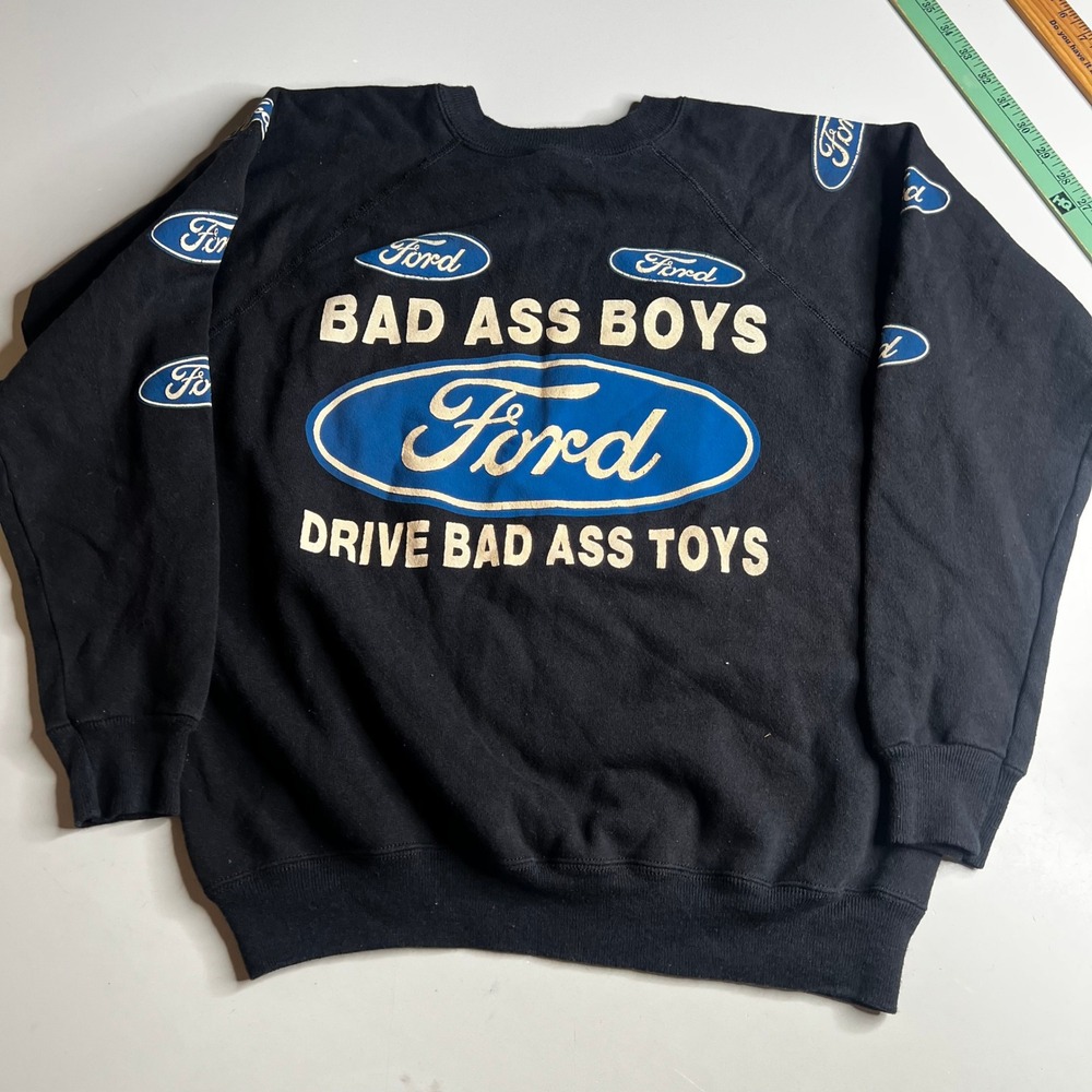 Vintage Hanes Sport Ford Bad Ass Boys Drive Bad Ass Toys Sweatshirt Black Large